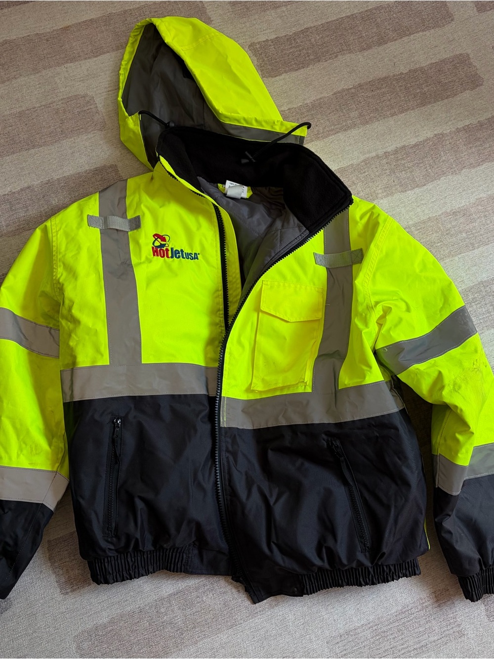 High-Visibility Yellow & Black Safety Bomber Jacket weatherproof utility